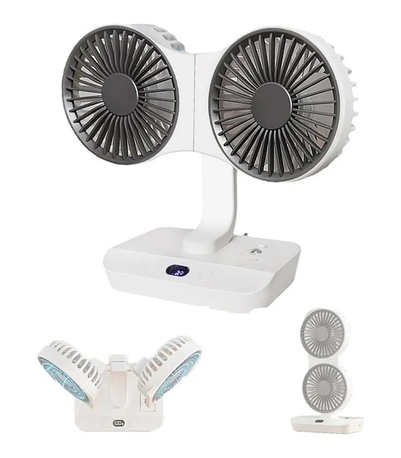 cift-kafa-4-hiz-vantilator-gece-lambasi-fan Çift Kafa 4 Hız Vantilatör Gece Lambası Fan Şarj Edilen Taşınabilir Asma Kancası ile 270° Dönebilen - Görsel 1