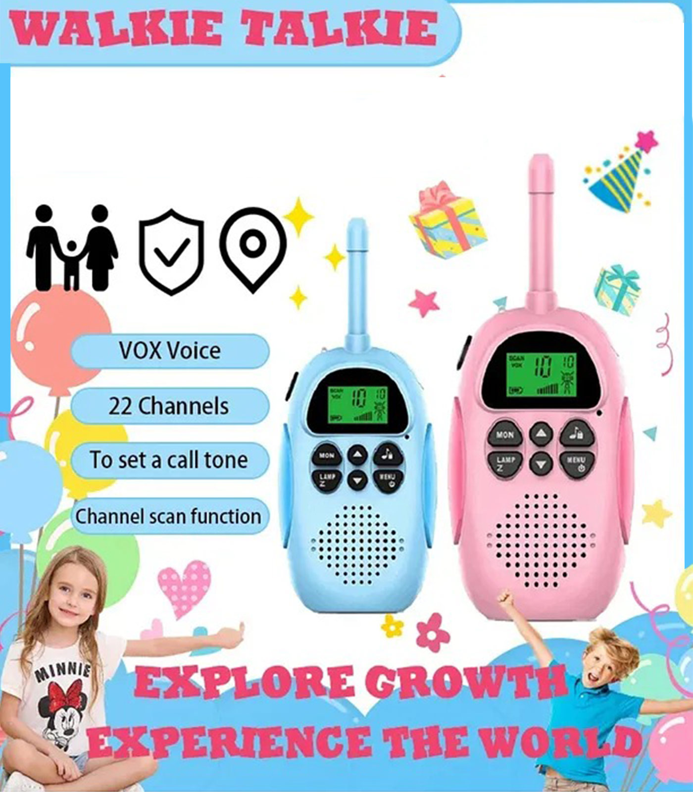 cocuklar-icin-tasinabilir-el-telsizi-3-km-walkie-talkie-cocuk-interkom Pukotech Çocuklar İçin Taşınabilir El Telsizi 3 KM Walkie Talkie Çocuk Interkom Uzun 1 Çift (pembe) - Görsel 1